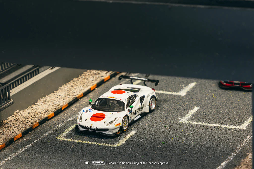 Tarmac Works X iXO Models 1/64 Ferrari 488 GT3 FIA GT Nations Cup 2018 n12 - Japan Special Edition - HOBBY64 White - T64-072-18GTN12
