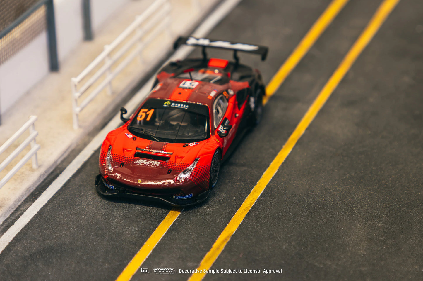 Tarmac Works x IXO Models 1/64 Ferrari 488 GT3 Macau GT Cup 2022 Harmony Racing #51 Red & Black - HOBBY64 - T64-072-22MGP51