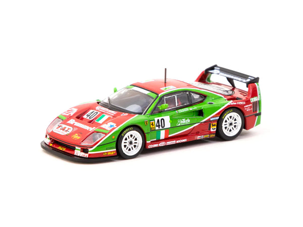 Tarmac Works x iXO Models 1/64 Ferrari F40 24h of Le Mans 1995 #40 - HOBBY64 Red & Green