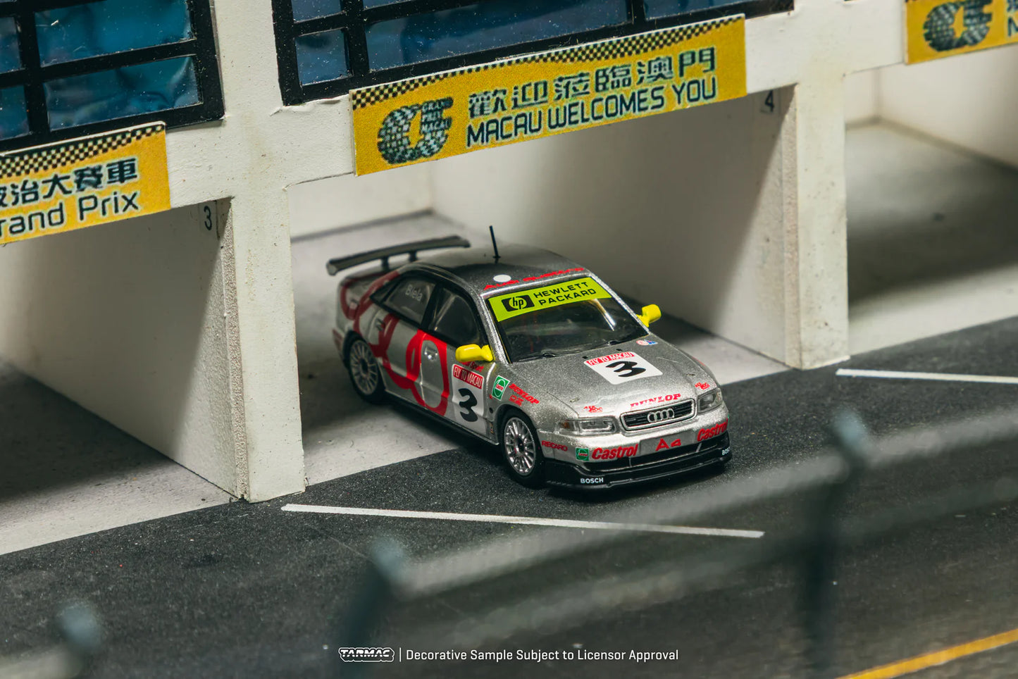 Tarmac Works 1/64 Audi A4 Quattro Macau Guia Race 1996 Winner #3 Silver - HOBBY64 - T64-077-96MGP03