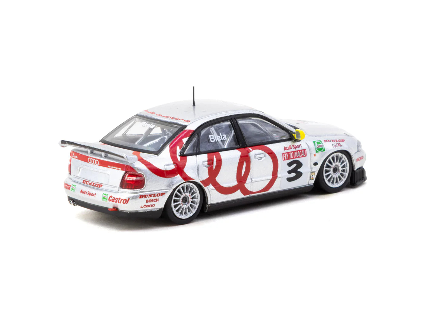 Tarmac Works 1/64 Audi A4 Quattro Macau Guia Race 1996 Winner #3 Silver - HOBBY64 - T64-077-96MGP03