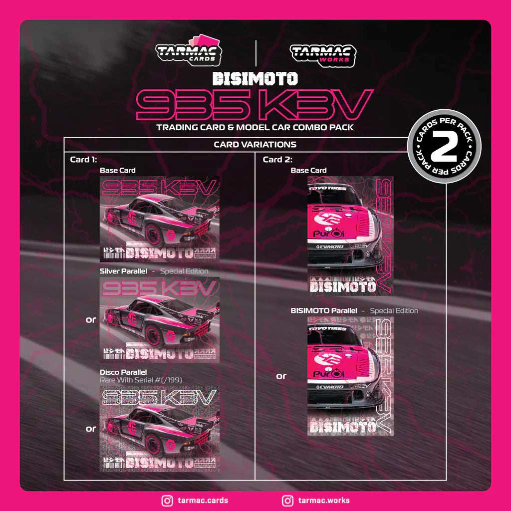 Tarmac Works x iXO Models 1/64 Bisimoto Porsche 935 K3V with Tarmac Cards Combo Set Pink - T64-079-K3V- HOBBY64
