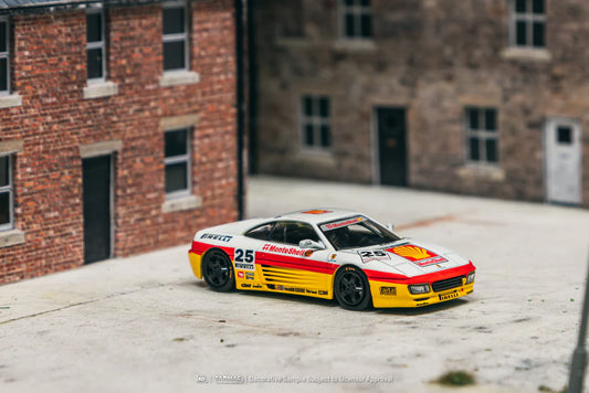 Tarmac Works X iXO Models 1/64 Ferrari 348 Challenge Italian GT 1994 n25 - HOBBY64 Yellow & White - T64-082-94IGT25