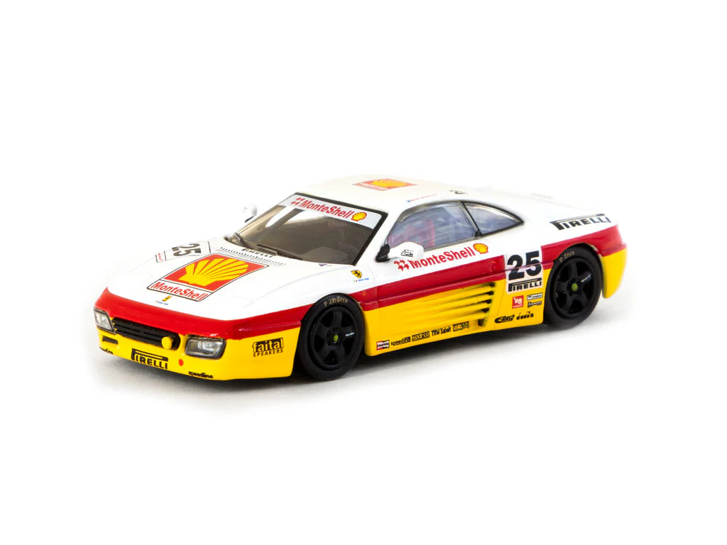 Tarmac Works X iXO Models 1/64 Ferrari 348 Challenge Italian GT 1994 n25 - HOBBY64 Yellow & White - T64-082-94IGT25