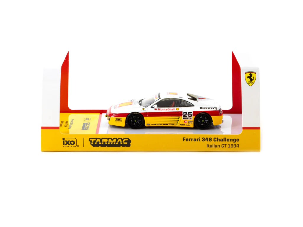 Tarmac Works X iXO Models 1/64 Ferrari 348 Challenge Italian GT 1994 n25 - HOBBY64 Yellow & White - T64-082-94IGT25