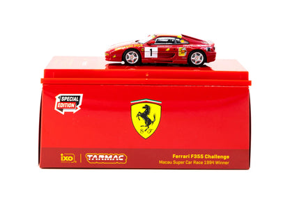 Tarmac Works 1/64 Ferrari F355 Challenge Macau Super Car Race 1994 Winner #01 Charles Kwan Special Edition - HOBBY64 Red