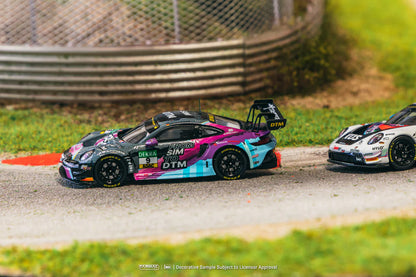 Tarmac Works 1/64 Porsche 911 GT3 R DTM 2023 #9 Tim Heinemann - HOBBY64 Purple & Blue