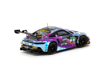Tarmac Works 1/64 Porsche 911 GT3 R DTM 2023 #9 Tim Heinemann - HOBBY64 Purple & Blue