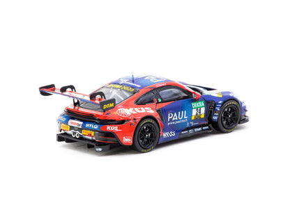 Tarmac Works x IXO Models 1/64 Porsche 911 GT3 R DTM 2023 Ayhancan Guven Blue & Red - Hobby64 - T64-084-23DTM24