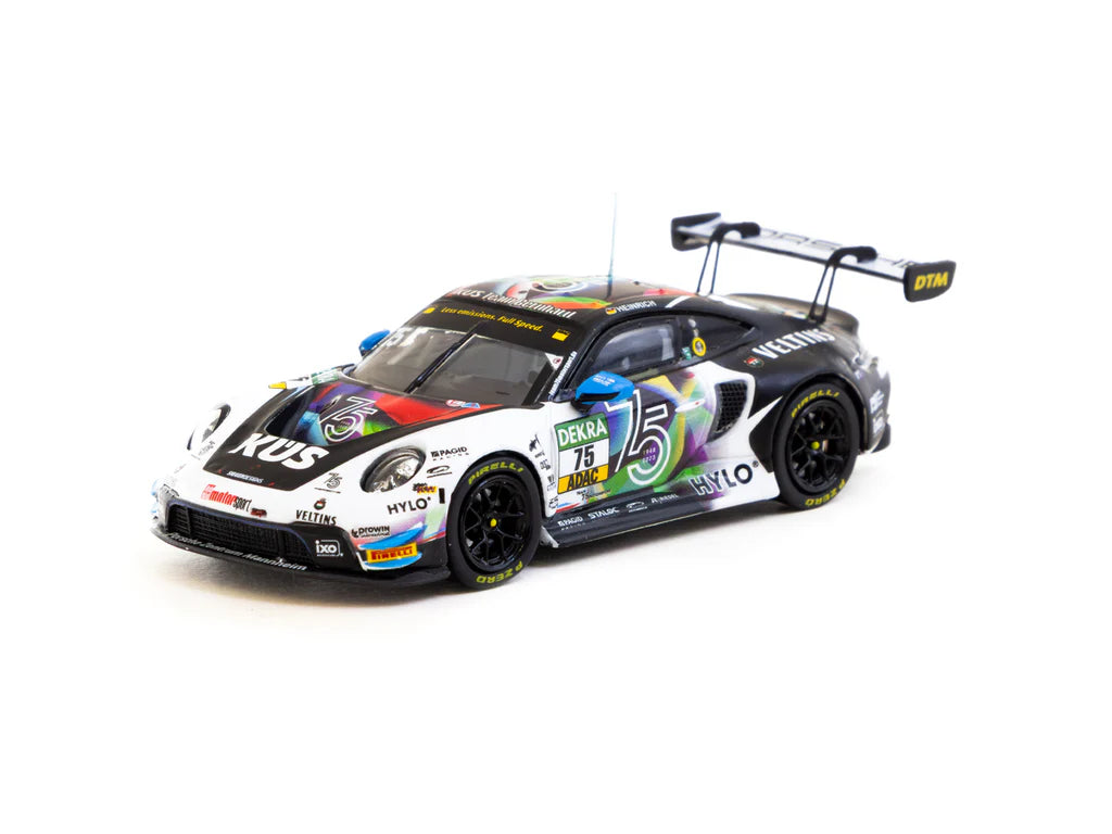 Tarmac Works 1/64 Porsche 911 GT3 R DTM 2023 #75 - HOBBY64 White & Black