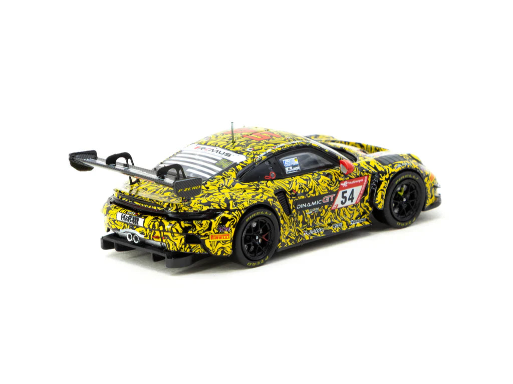 Tarmac Works x IXO 1/64 Porsche 911 GT3 R #54 Nurburgring 24h 2023  Yellow & Black - T64-084-23NUR54