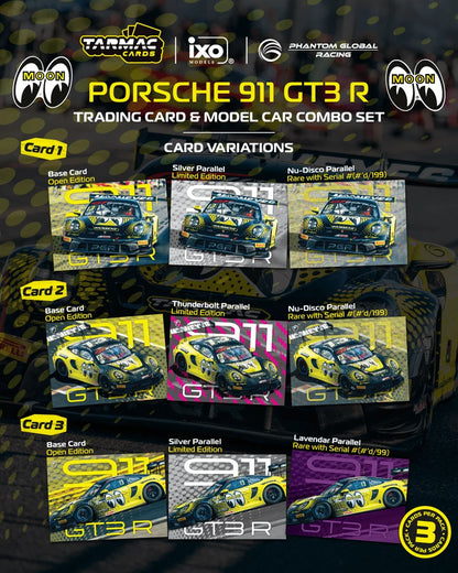 Tarmac Works x iXO Models 1/64 Porsche 911 GT3 R GT World Challenge Asia 2025 Phantom Global Racing #13 with Tarmac Cards HOBBY64 Yellow & Black - T64-084-25FUJ13