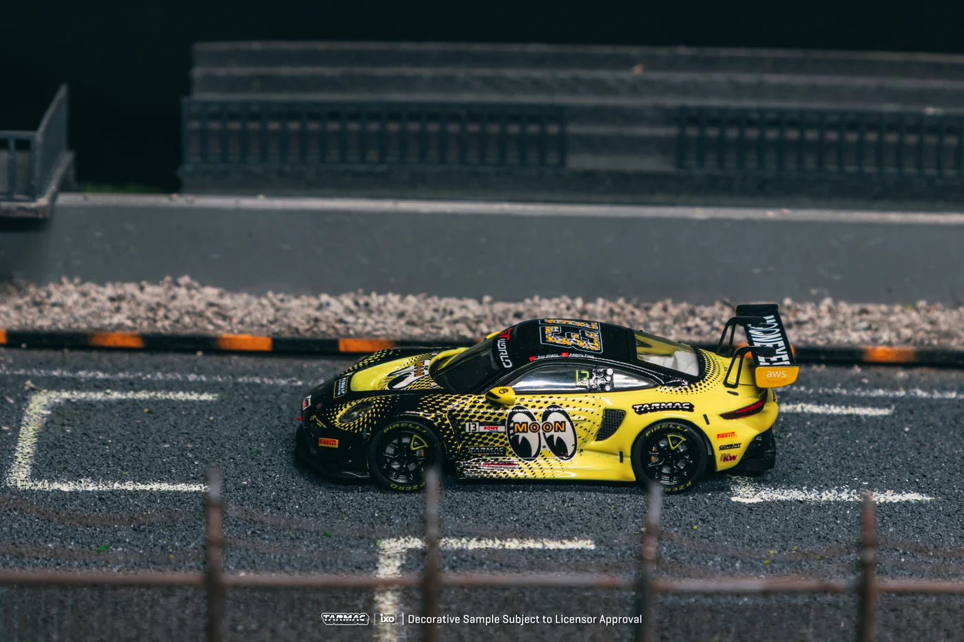 Tarmac Works x iXO Models 1/64 Porsche 911 GT3 R GT World Challenge Asia 2025 Phantom Global Racing #13 with Tarmac Cards HOBBY64 Yellow & Black - T64-084-25FUJ13