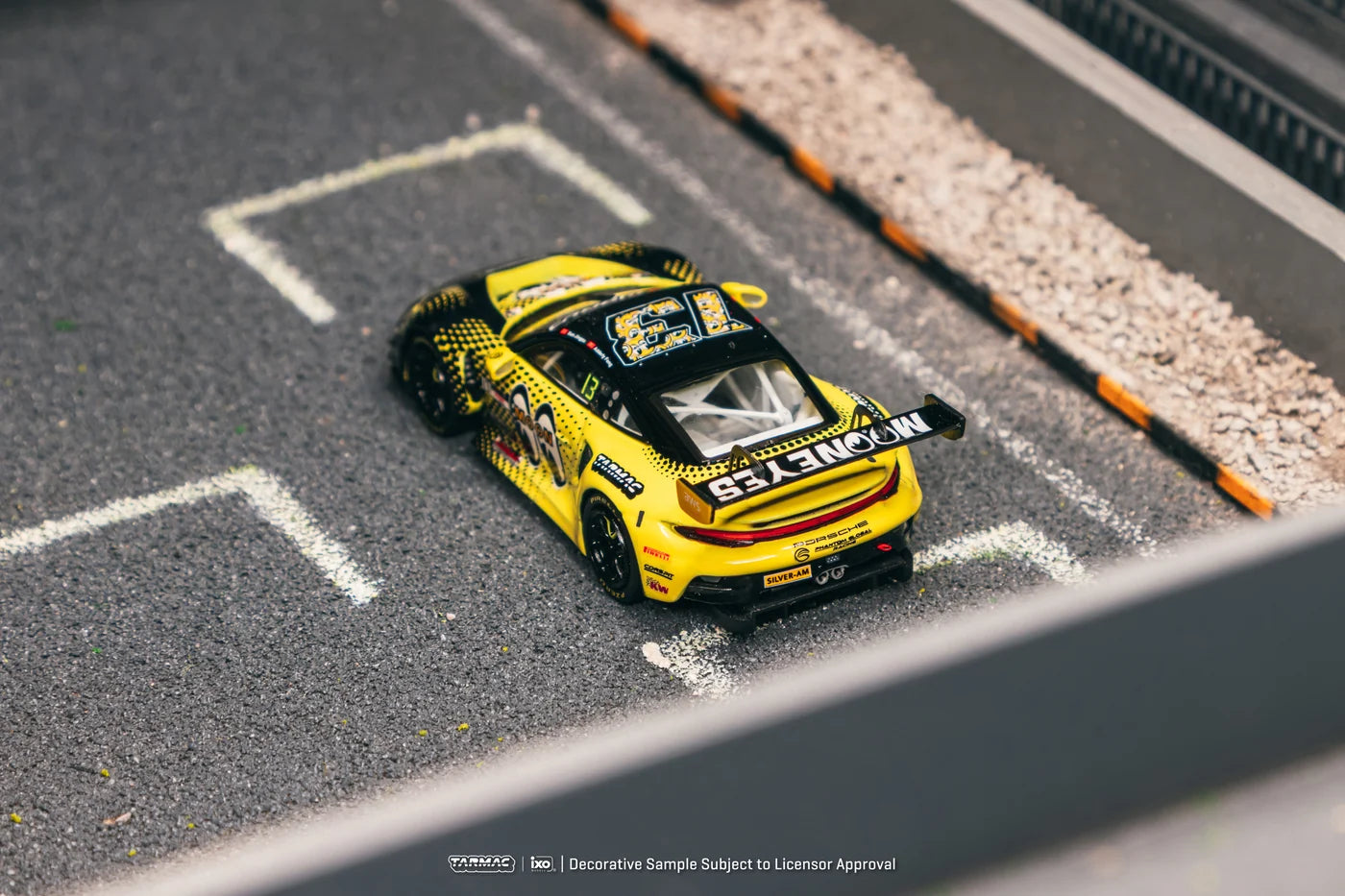 Tarmac Works x iXO Models 1/64 Porsche 911 GT3 R GT World Challenge Asia 2025 Phantom Global Racing #13 with Tarmac Cards HOBBY64 Yellow & Black - T64-084-25FUJ13
