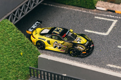 Tarmac Works x iXO Models 1/64 Porsche 911 GT3 R GT World Challenge Asia 2025 Phantom Global Racing #13 with Tarmac Cards HOBBY64 Yellow & Black - T64-084-25FUJ13