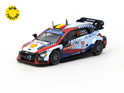 Tarmac Works X iXO Models 1/64 Hyundai i20 N Rally1 Hybrid Rallye Monte-Carlo 2024 Winner #11 - HOBBY64 Blue - T64-089-24MCR11