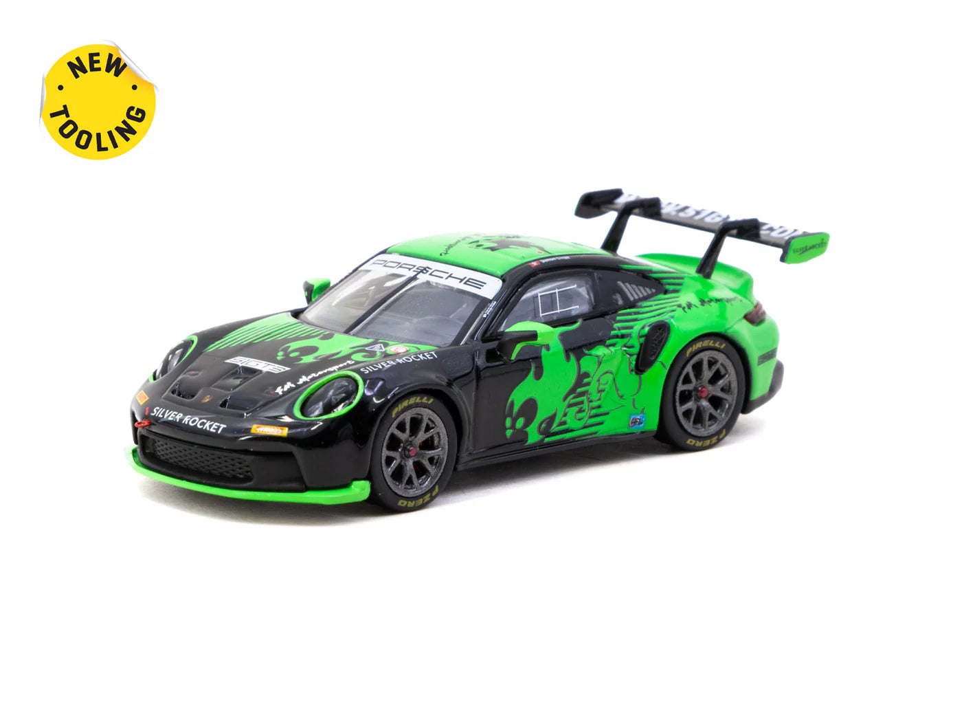 Tarmac Works x iXO Models 1/64 Porsche 911 GT3 Cup (992) Fire Monkey Motorsport - HOBBY64 Green - T64-093-FMM