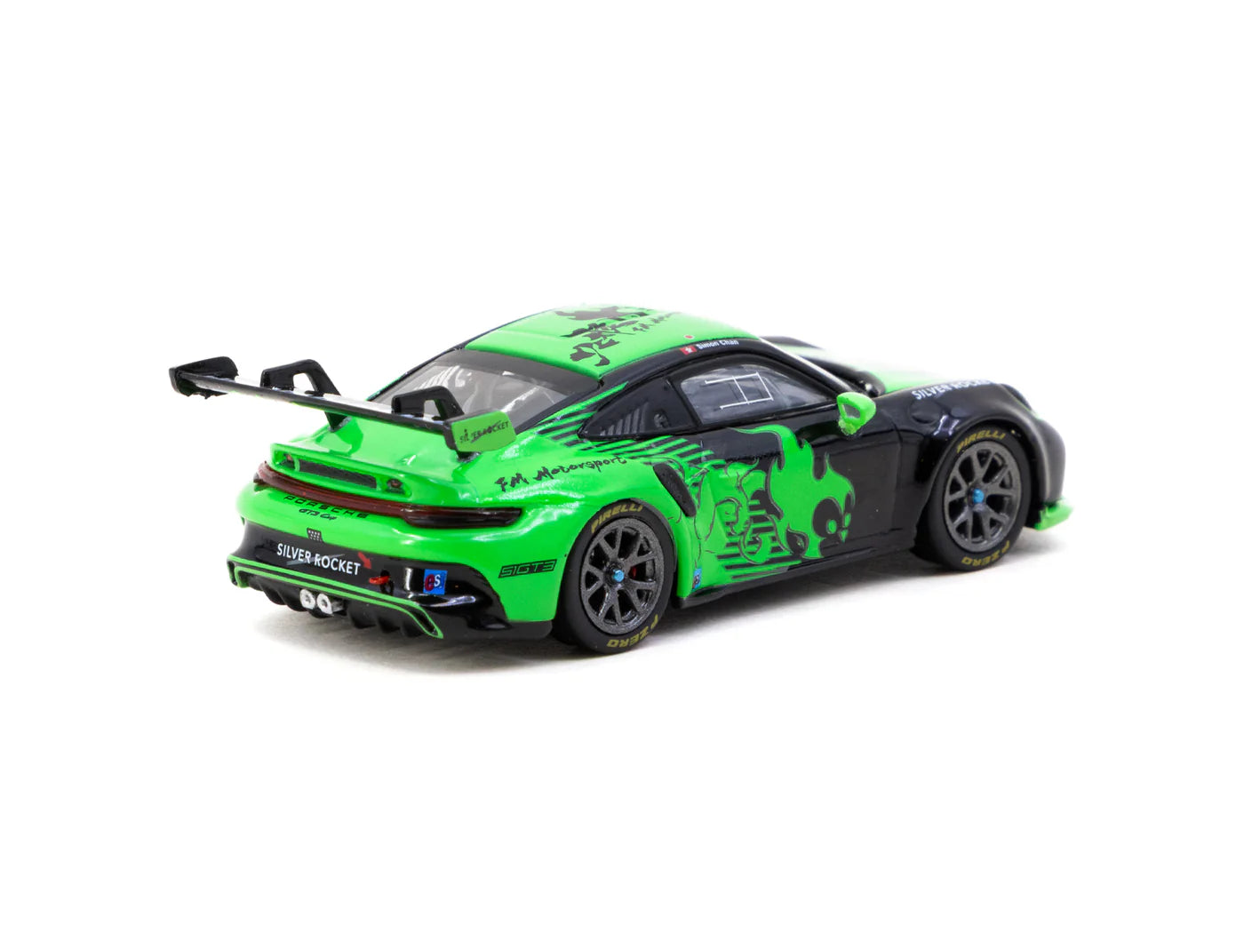Tarmac Works x iXO Models 1/64 Porsche 911 GT3 Cup (992) Fire Monkey Motorsport - HOBBY64 Green - T64-093-FMM