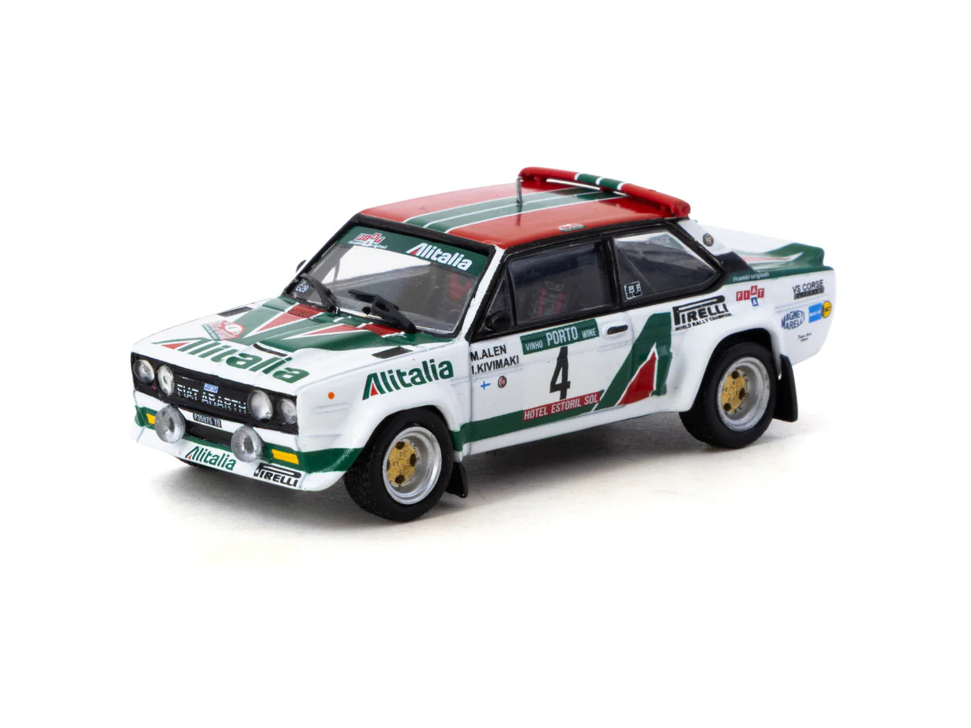 Tarmac Works 1/64 FIAT 131 ABARTH Rally Rallye de Portugal - Vinho do Porto 1978 Winner #04 White & Green - HOBBY64 - T64-094-78RP04