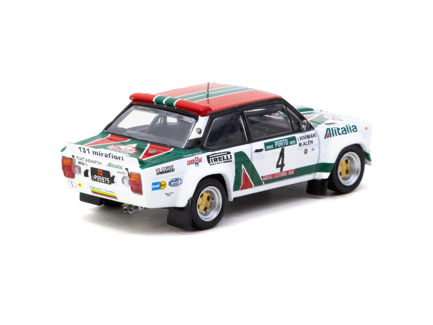 Tarmac Works 1/64 FIAT 131 ABARTH Rally Rallye de Portugal - Vinho do Porto 1978 Winner #04 White & Green - HOBBY64 - T64-094-78RP04