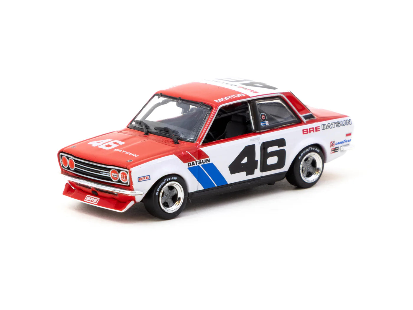 Tarmac Works 1/64 BRE Datsun 510 Trans-Am 2.5 Championship 1971 #46 - USA Special Edition Red & White HOBBY64 - T64-052-71BRE46