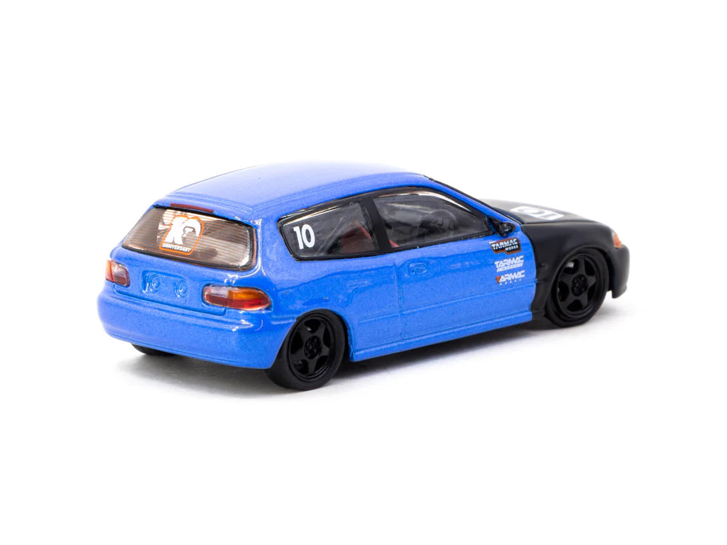 Tarmac Works 1/64 Honda Civic EG6 Tarmac Works 10th Anniversary - HOBBY64 Blue - T64-TL001-10tH