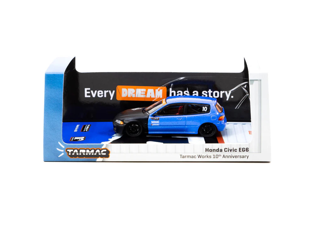 Tarmac Works 1/64 Honda Civic EG6 Tarmac Works 10th Anniversary - HOBBY64 Blue - T64-TL001-10tH