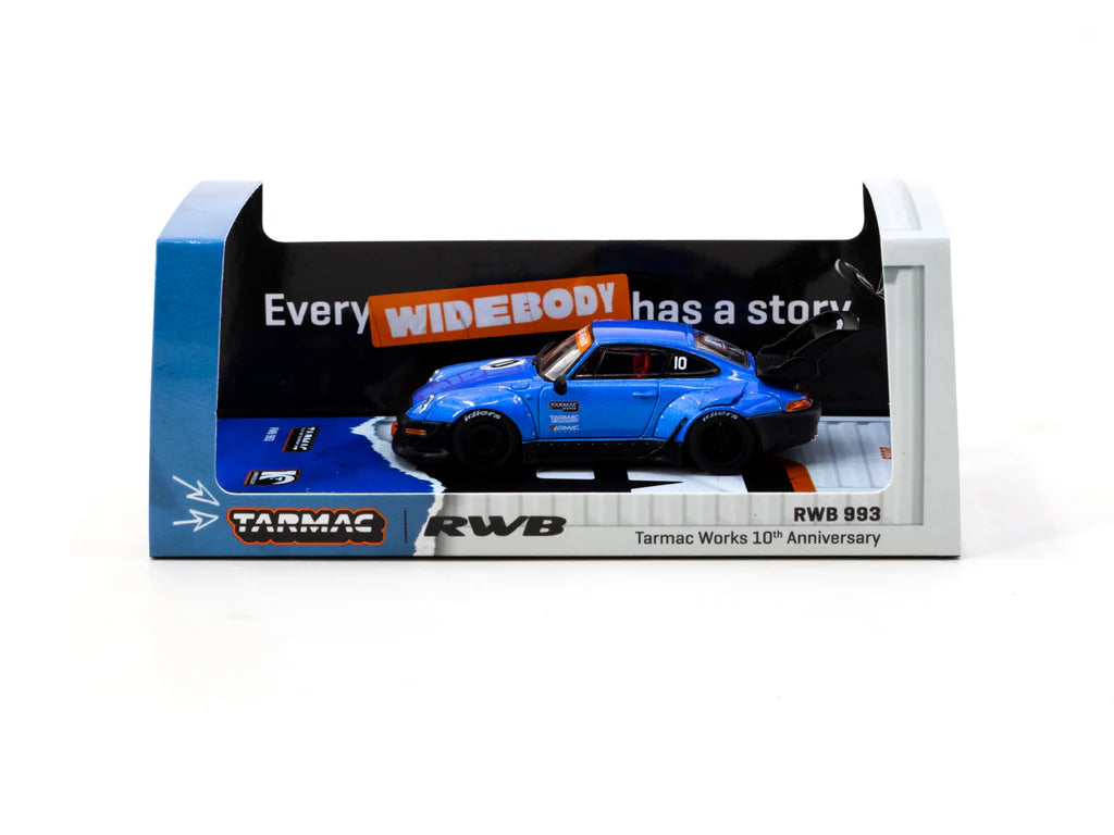 Tarmac Works 1/64 RWB 993 Tarmac Works 10th Anniversary - HOBBY64 Blue - T64-TL017-10TH