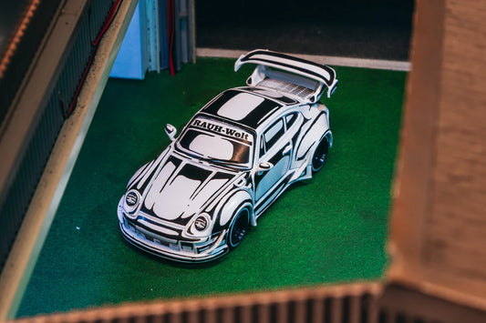 Tarmac Works 1/64 RWB 993 Designed by Joshua Vides - HOBBY64 White & Black - T64-TL017-JV