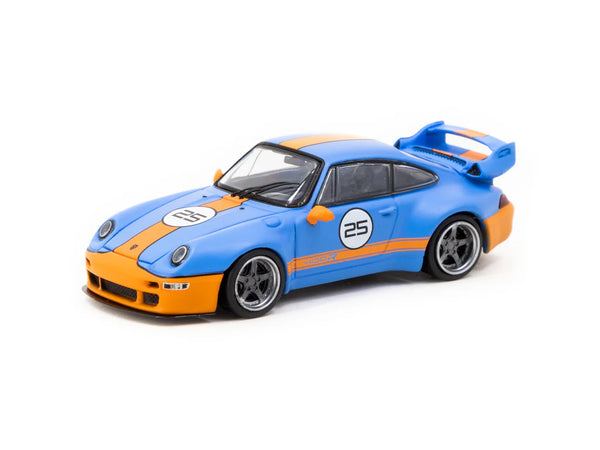 Tarmac Works 1/64 Porsche 993 Remastered By Gunther Werks Blue / Orange - HOBBY64