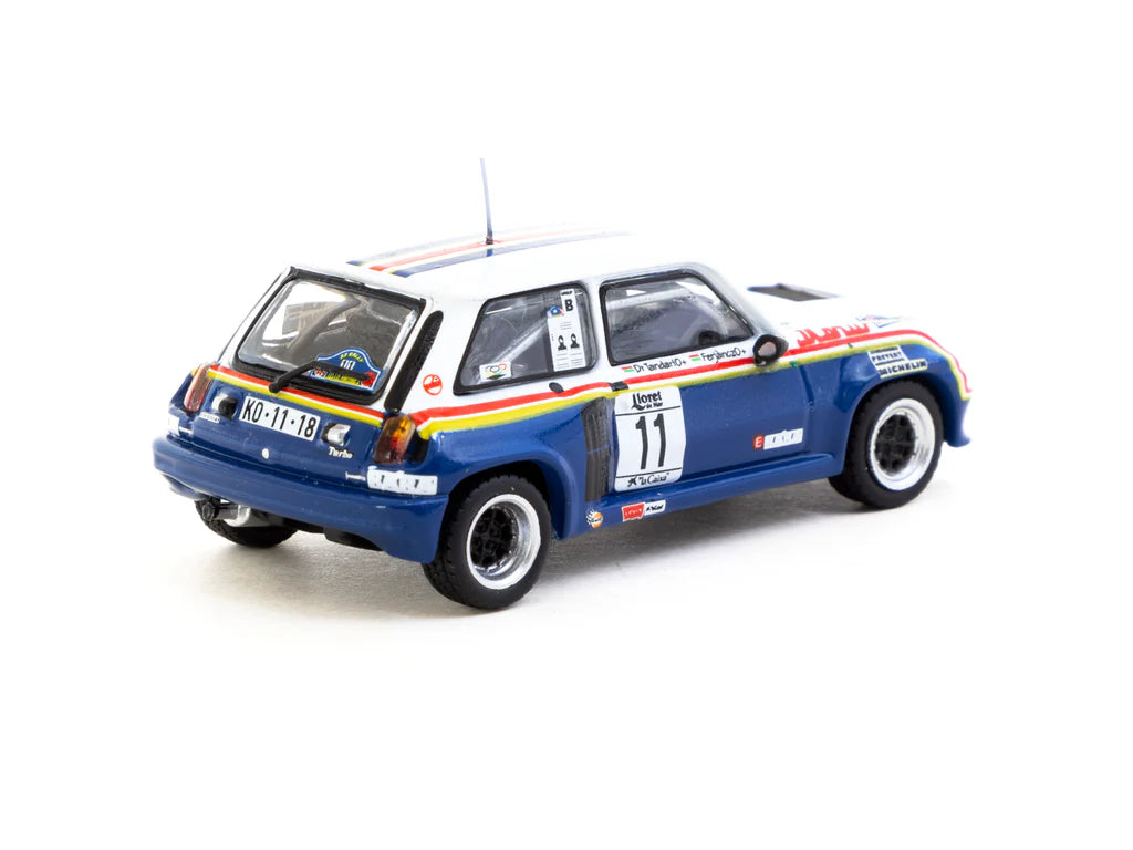Tarmac Works 1/64 Renault 5 Turbo Rally Costa Brava 1985 #11 - HOBBY64 White & Blue