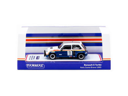 Tarmac Works 1/64 Renault 5 Turbo Rally Costa Brava 1985 #11 - HOBBY64 White & Blue