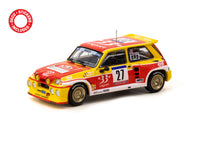 Tarmac Works 1/64  Renault 5 MAXI Turbo Tour de Corse - Rallye de France 1985 #27- HOBBY64 Yellow & Red