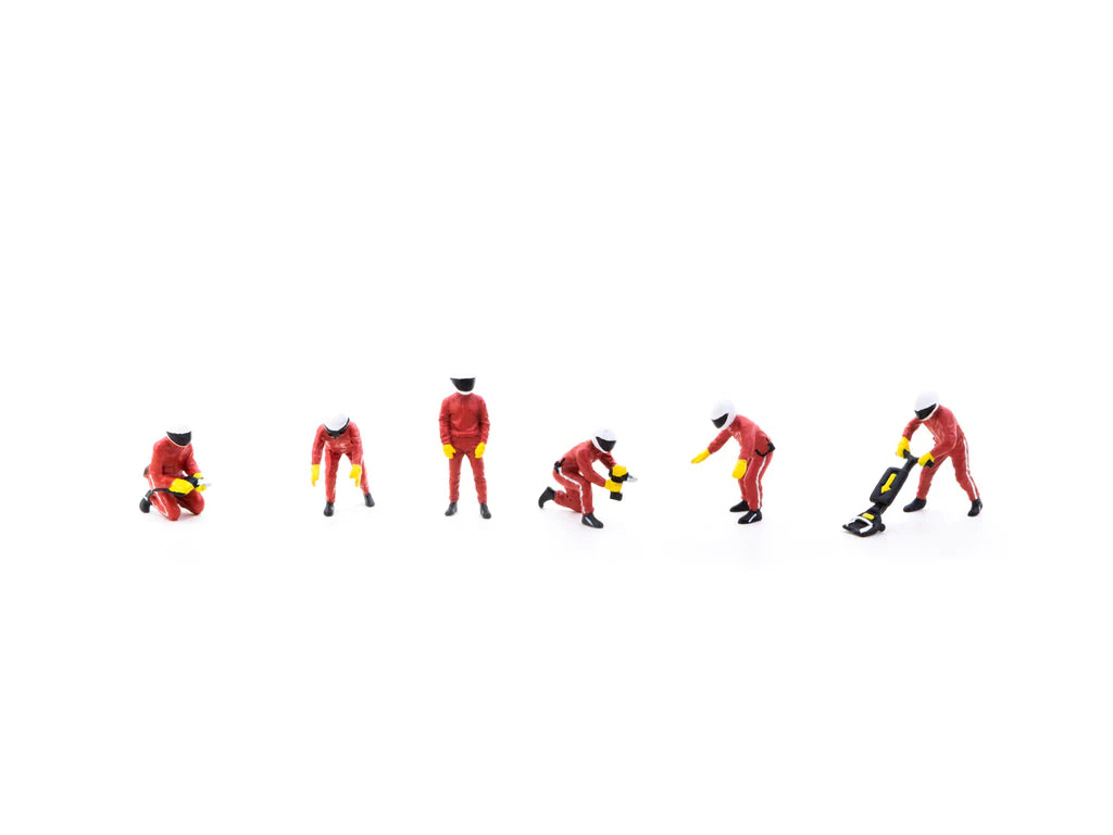 Tarmac Works x American Diorama 1/64 Figures Set - Pit Crew Red - COLLAB64