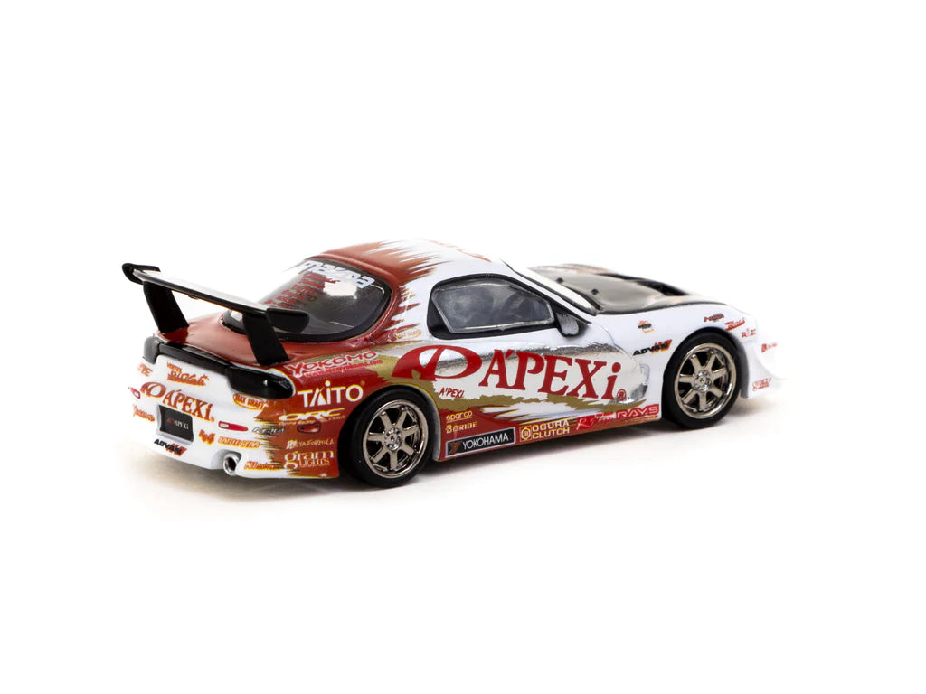 Tarmac Works 1/64 A'PEXi Stage-D FD RX-7 - GLOBAL64 Mazda White & Red