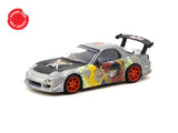 *Chase* Tarmac Works 1/64 x One Piece Model Car Collection VOL.1 COLLAB64 Luffy Mazda Rx-7 ( FD3S) Silver & Black - Open Box