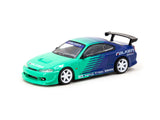 Tarmac Works 1/64 VERTEX Nissan Silvia (S15) FALKEN - GLOBAL64 Blue & Green