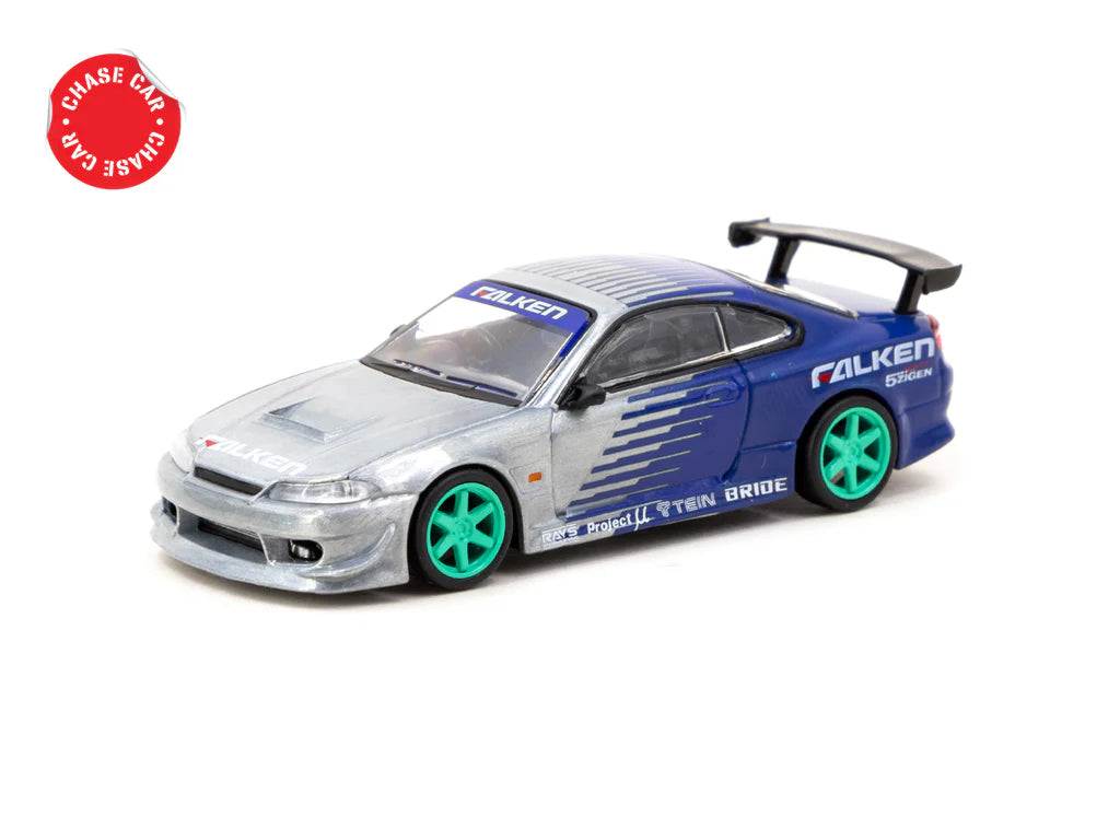 Tarmac Works 1/64 VERTEX Nissan Silvia (S15) FALKEN - GLOBAL64 Blue & Green - T64G-023-FA