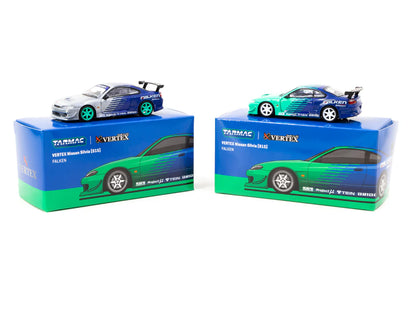 Tarmac Works 1/64 VERTEX Nissan Silvia (S15) FALKEN - GLOBAL64 Blue & Green - T64G-023-FA