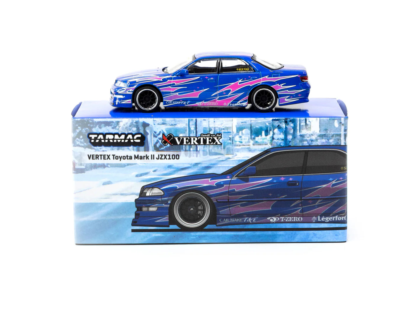 Tarmac Works 1/64 VERTEX Toyota Mark II JZX100 Blue Metallic - GLOBAL64 - T64G-024-BL