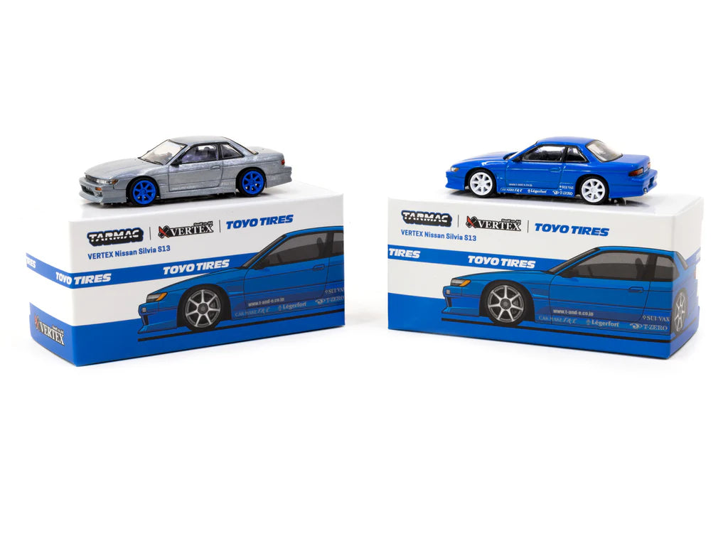 Tarmac Works 1/64 VERTEX Nissan Silvia S13 Blue Metallic TOYO TIRES - GLOBAL64 - T64G-025-BL