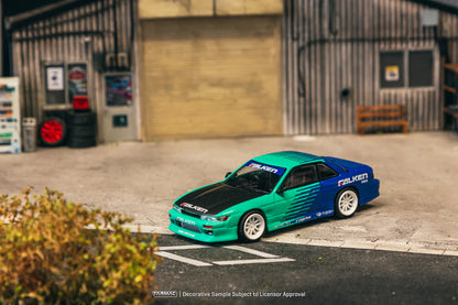 Tarmac Works 1/64 VERTEX Nissan Silvia (S13) Falken - GLOBAL64 Green & Blue - T64G-025-FA