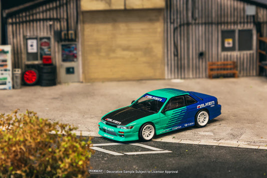 Tarmac Works 1/64 VERTEX Nissan Silvia (S13) Falken - GLOBAL64 Green & Blue - T64G-025-FA