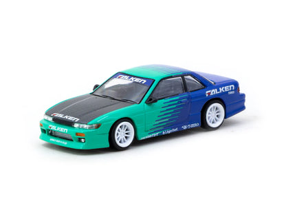 Tarmac Works 1/64 VERTEX Nissan Silvia (S13) Falken - GLOBAL64 Green & Blue - T64G-025-FA