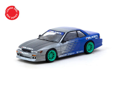 Tarmac Works 1/64 VERTEX Nissan Silvia (S13) Falken - GLOBAL64 Green & Blue - T64G-025-FA