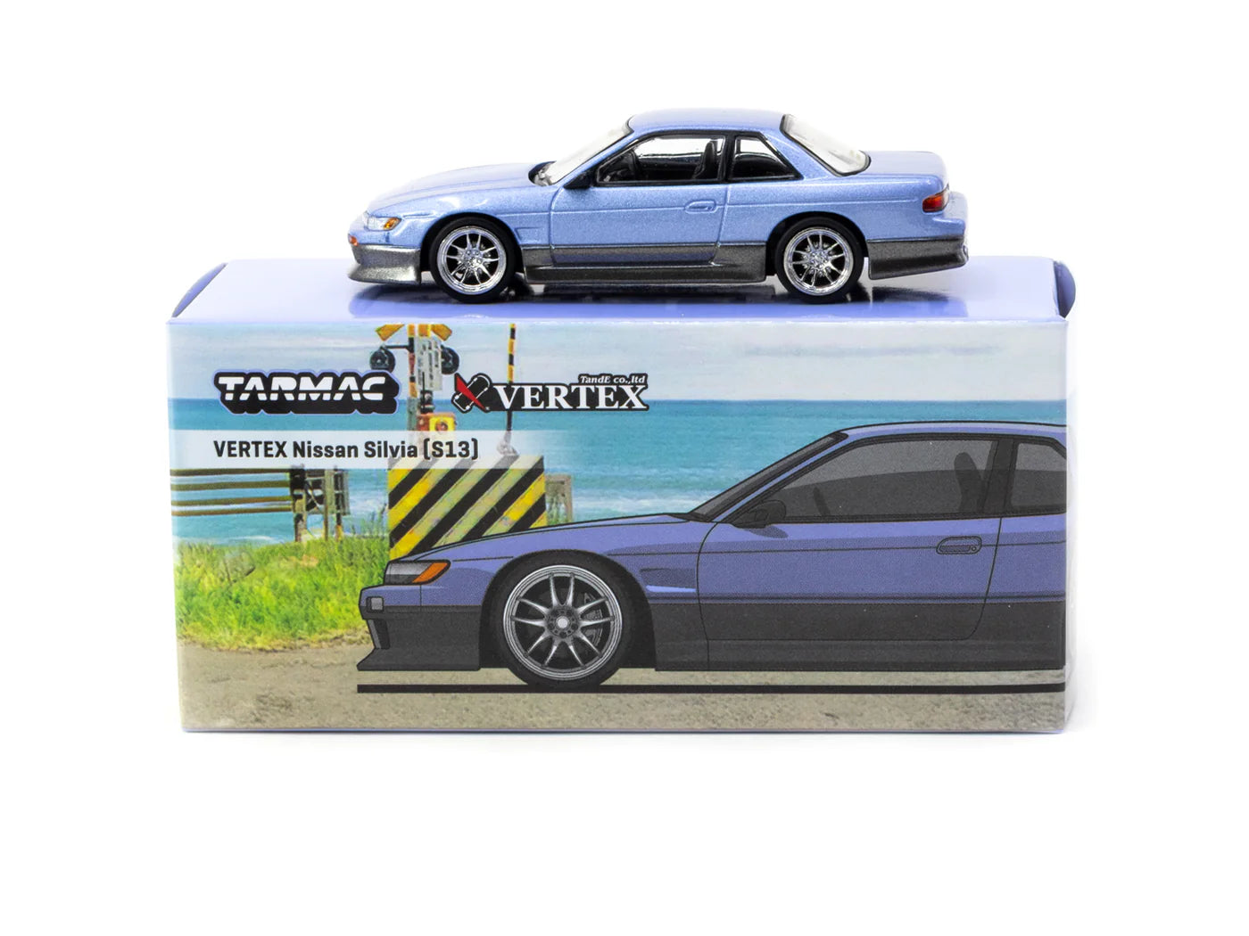 Tarmac Works 1/64 VERTEX Nissan Silvia S13 Blue/Grey - GLOBAL64 - T64G-025-PU
