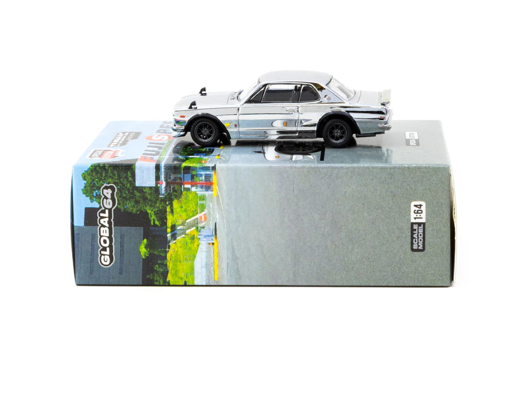 Tarmac Works 1/64 Nissan Skyline HT 2000GT-R Silver Chrome - Japan Special Edition - GLOBAL64
