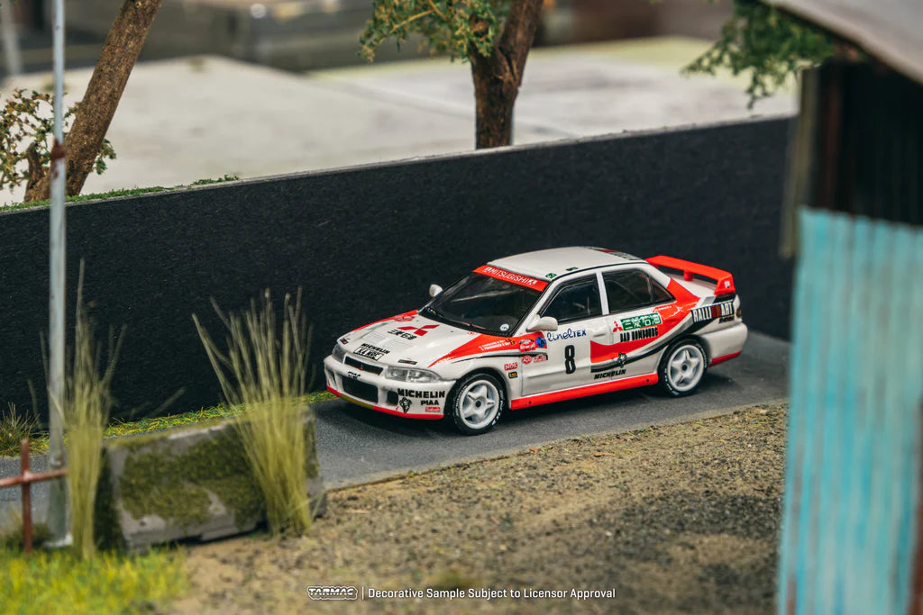 Tarmac Works 1/64 Mitsubishi Lancer Evolution Rallye Monte-Carlo 1993 #8 - GLOBAL64 Red & White