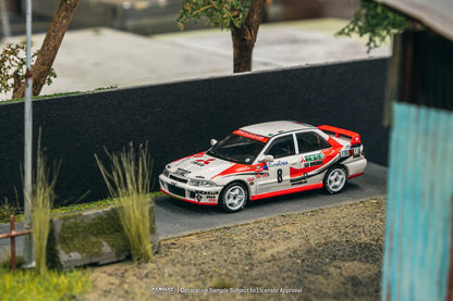 Tarmac Works 1/64 Mitsubishi Lancer Evolution Rallye Monte-Carlo 1993 #8 - GLOBAL64 Red & White