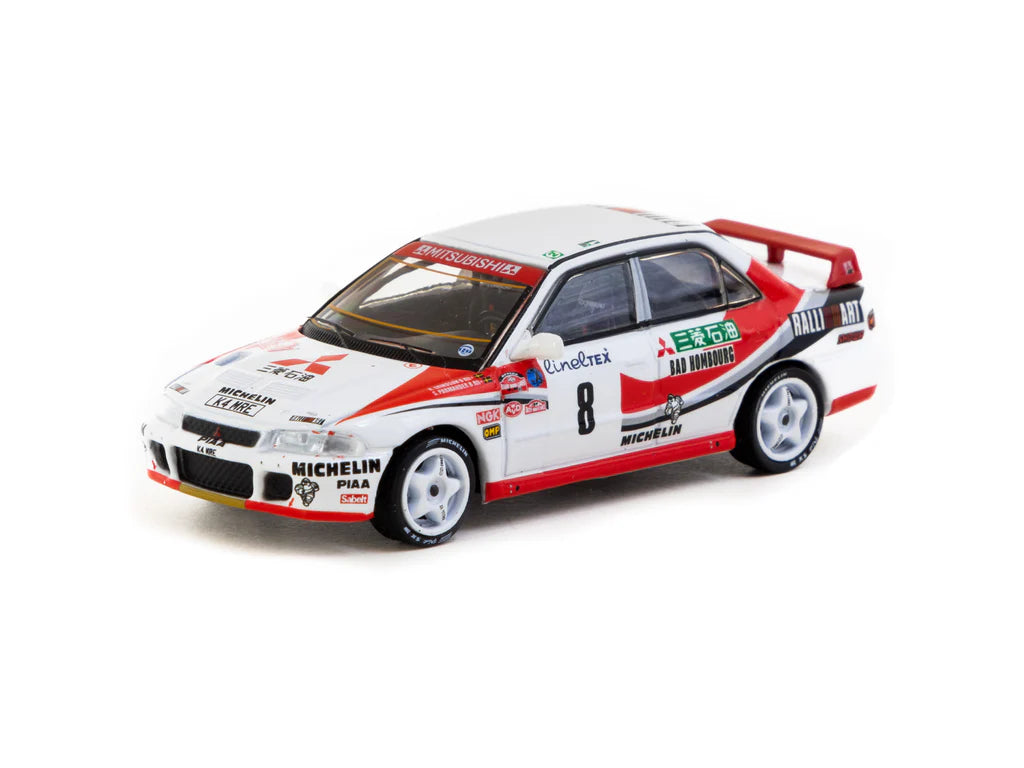 Tarmac Works 1/64 Mitsubishi Lancer Evolution Rallye Monte-Carlo 1993 #8 - GLOBAL64 Red & White